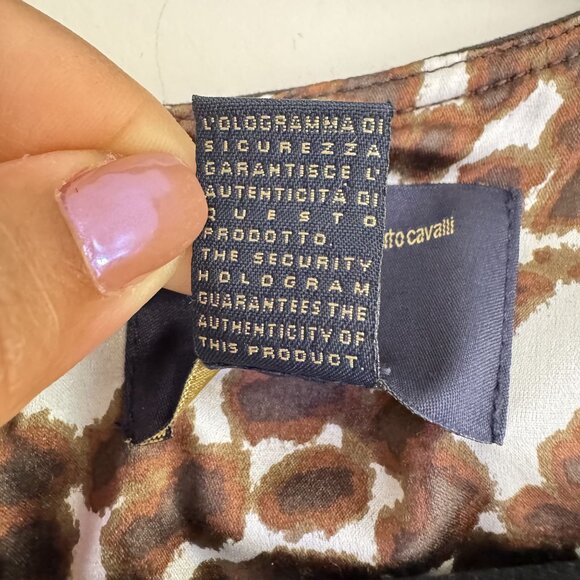 Class by Roberto Cavalli Women's Brown Gold RC Logo Knee Length Dress Size 8 - Picture 6 of 13